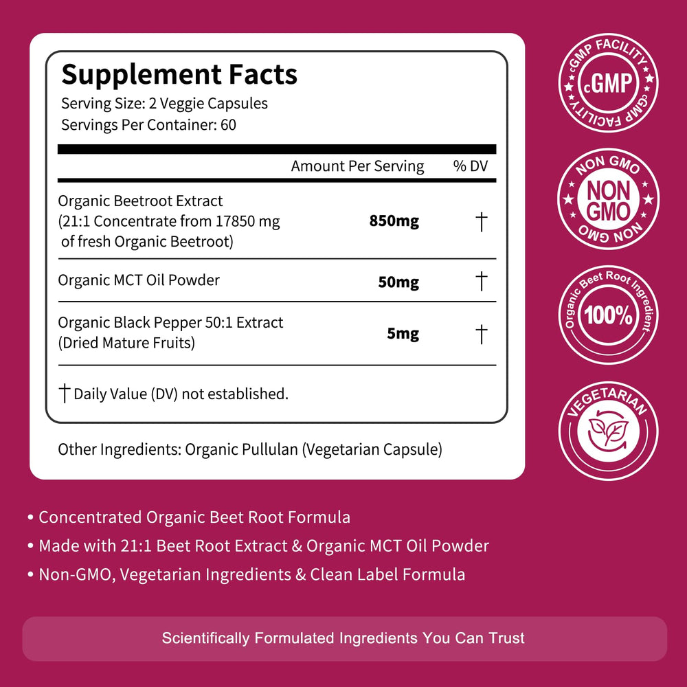 Vitarevive beet root capsules pour into a glass for easy daily intake.