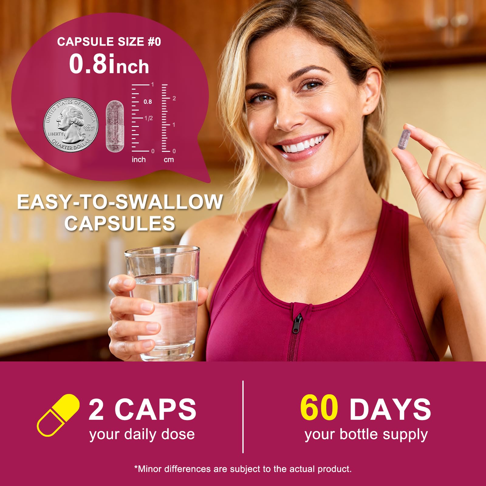 Vitarevive beet root capsules beside gym gear suggesting workout support.