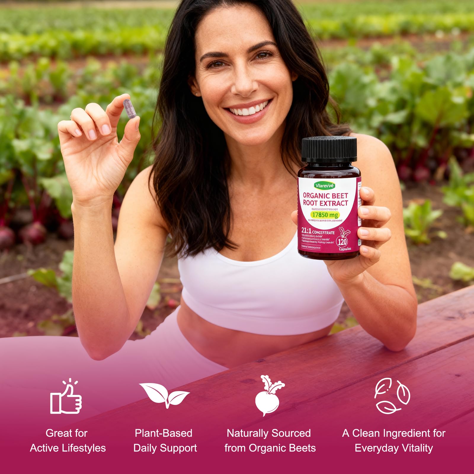 Opened Vitarevive bottle reveals capsules ready for travel.