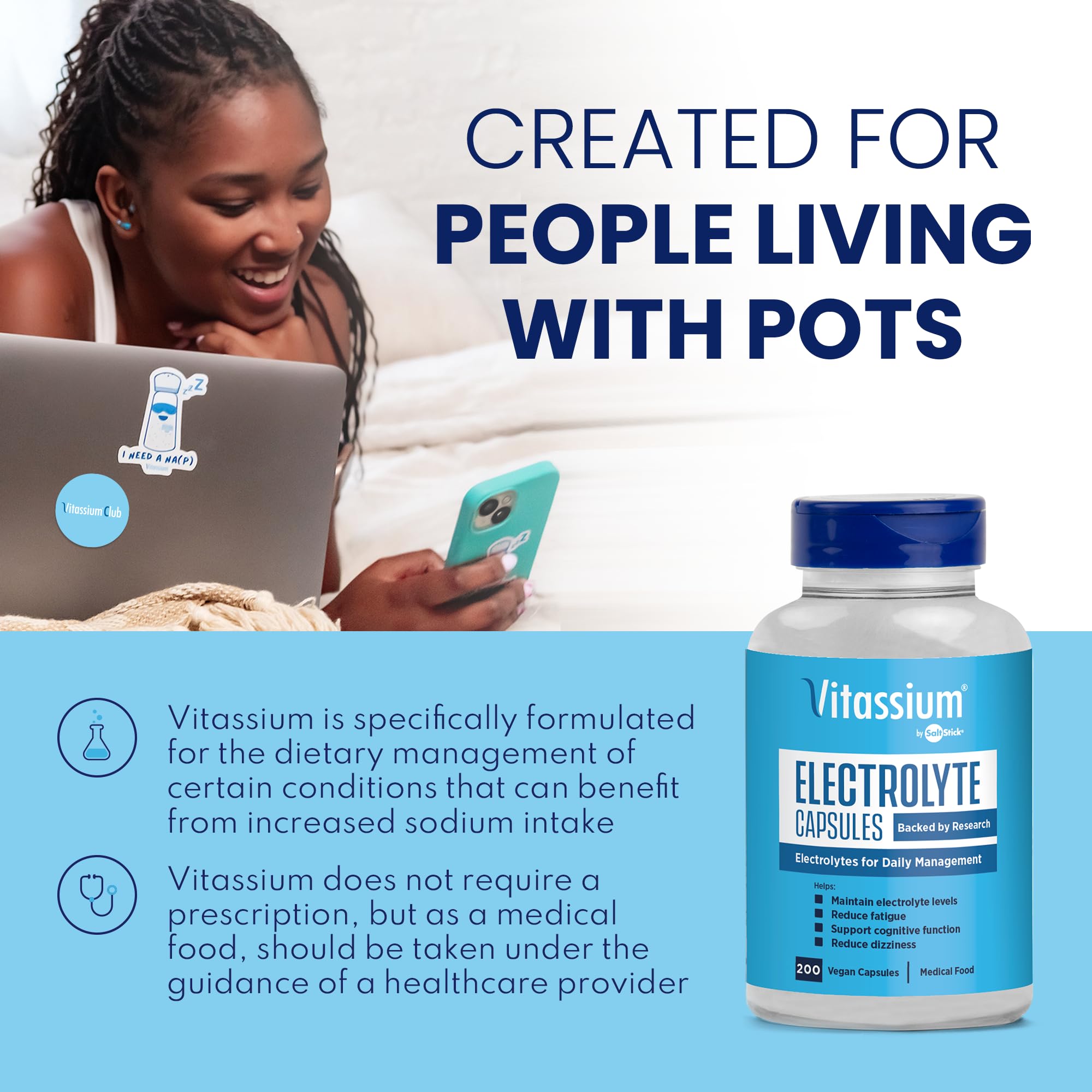 Vitassium size-0 capsules are easy to swallow and travel-friendly