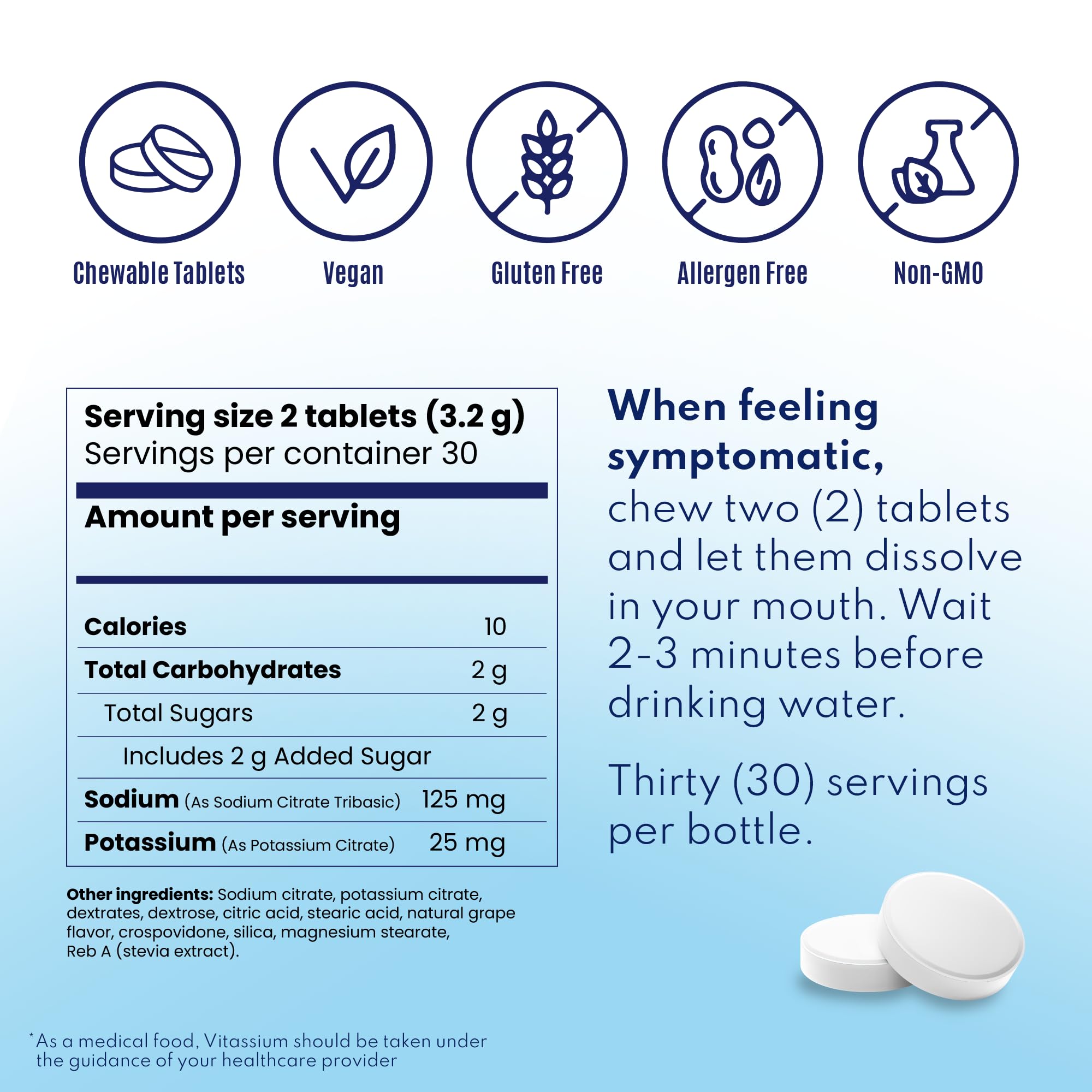 Vitassium FastChews packaging view emphasizing portability and allergen-free formula.