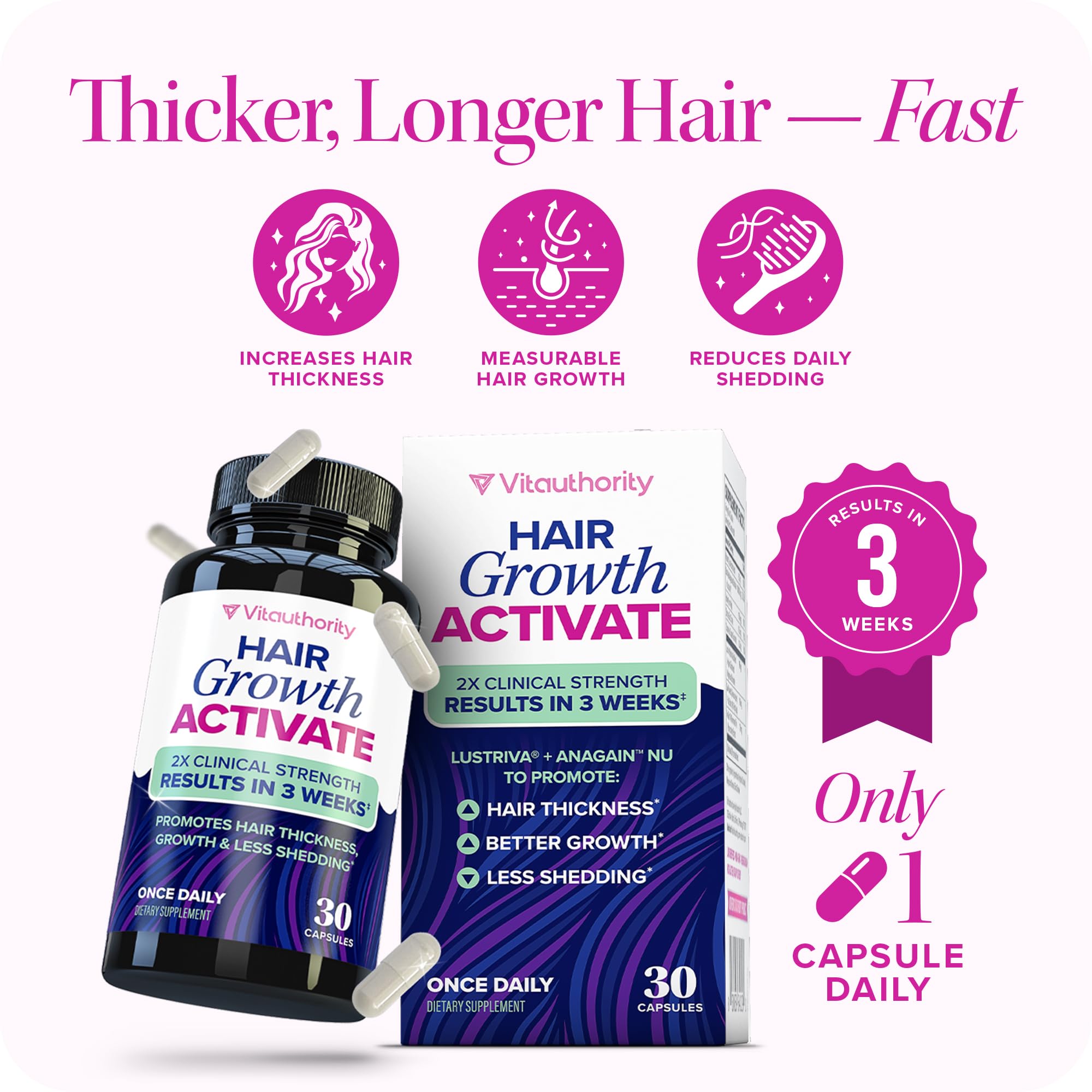 Vitauthority Lustriva ingredients scene highlighting biotin and saw palmetto