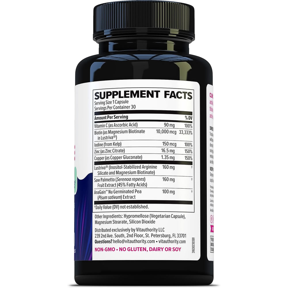Vitauthority Lustriva on a shelf with other vitamins