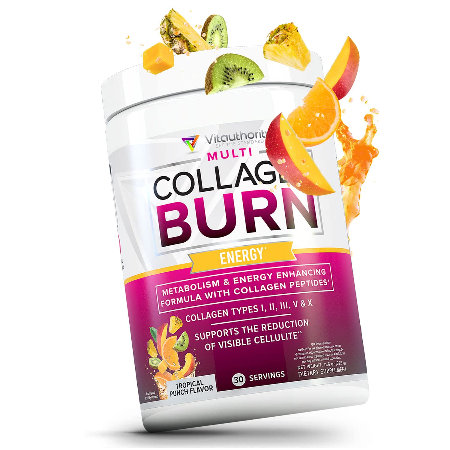 Vitauthority Multi Collagen Burn grains-of-paradise visual signals metabolism-supporting blend.