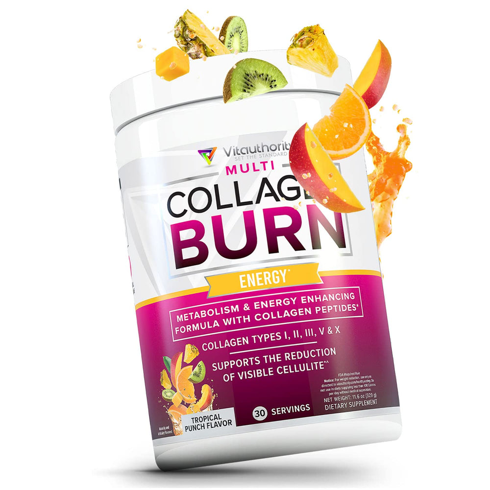 Vitauthority Multi Collagen Burn grains-of-paradise visual signals metabolism-supporting blend.
