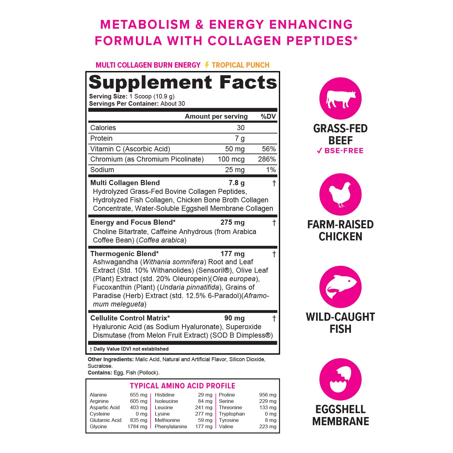 Vitauthority Multi Collagen Burn ingredients list highlights blend for skin and joints.