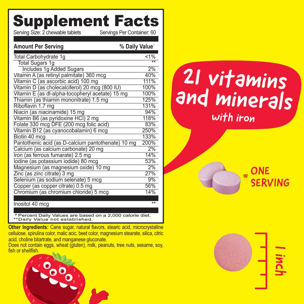 Closeup of VitaWorks chewables highlighting mixed fruit flavor for easy daily dosing