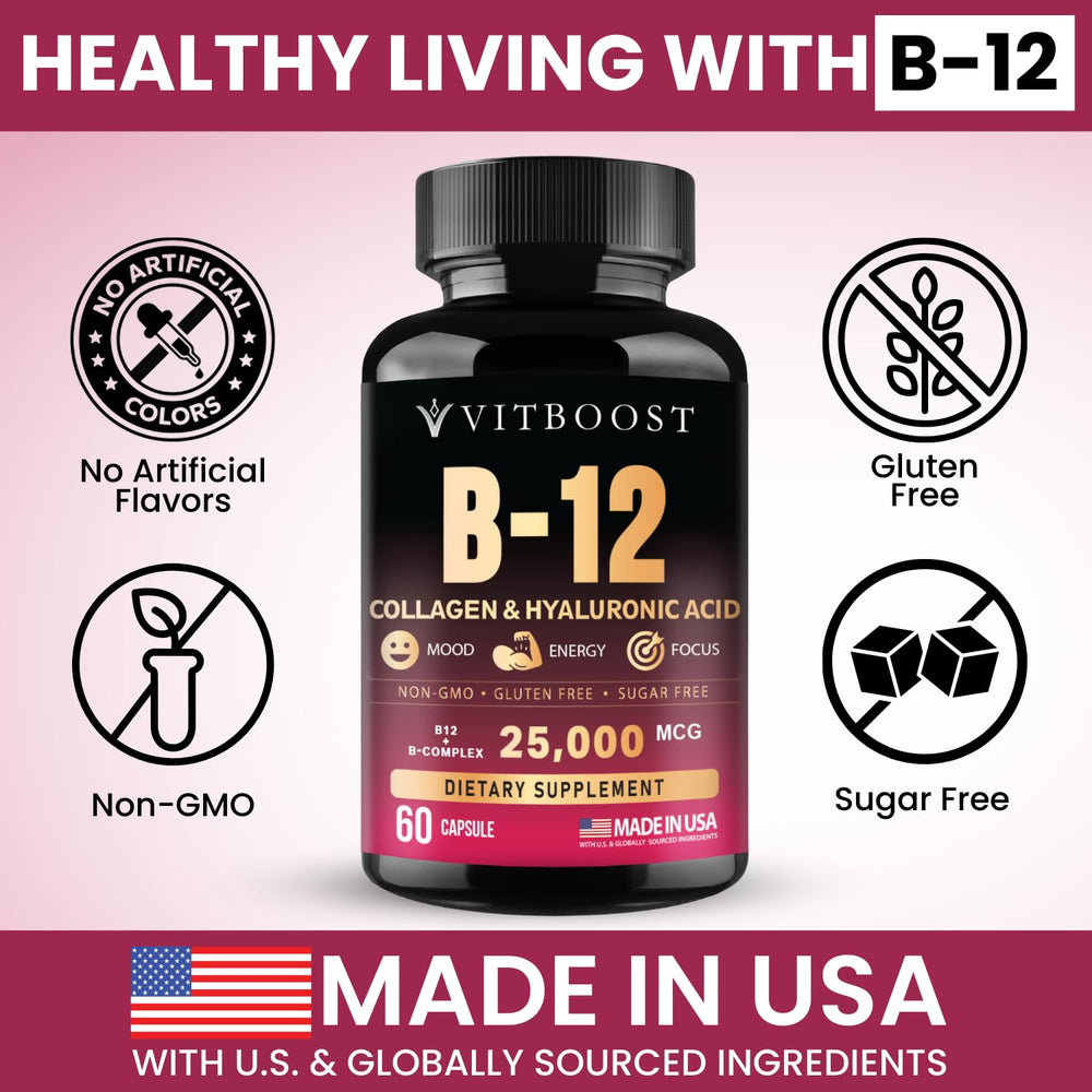 VITBOOST B12 Complex bottle pour demonstrates easy daily intake