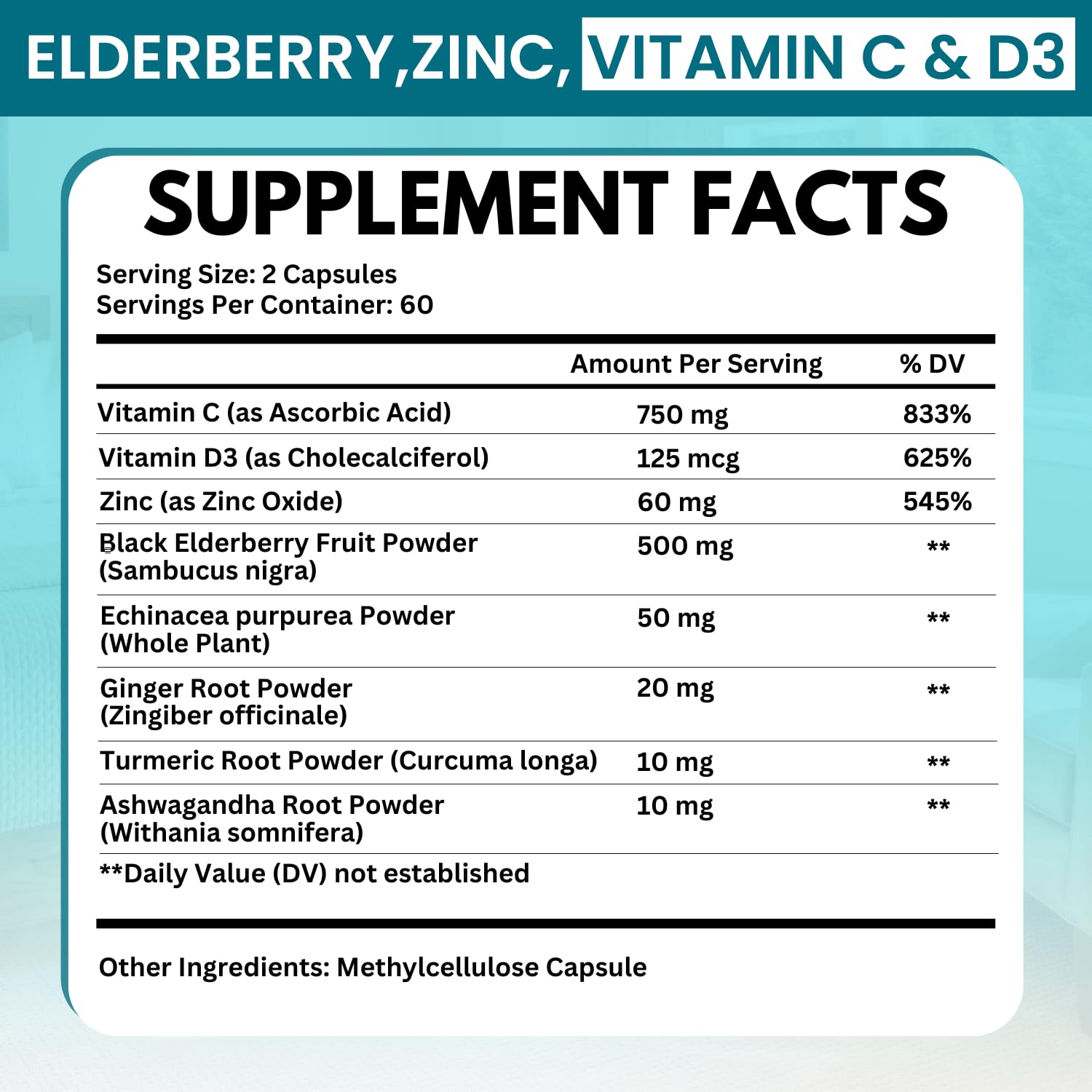 VITBOOST Elderberry Immune bottle label showing 8-in-1 formula benefits.