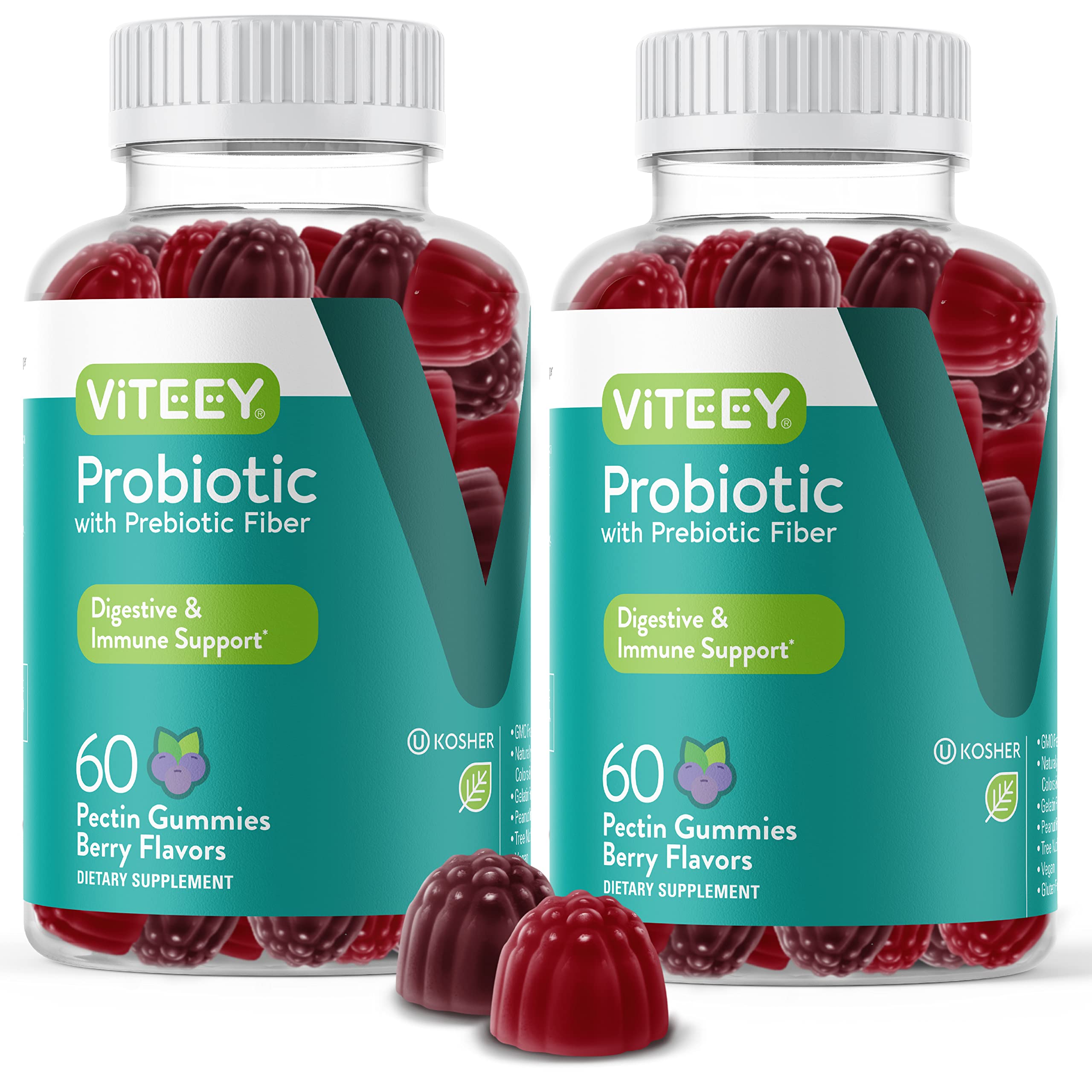 Viteey Probiotic Gummies berry flavor for a tasty daily gut support option.