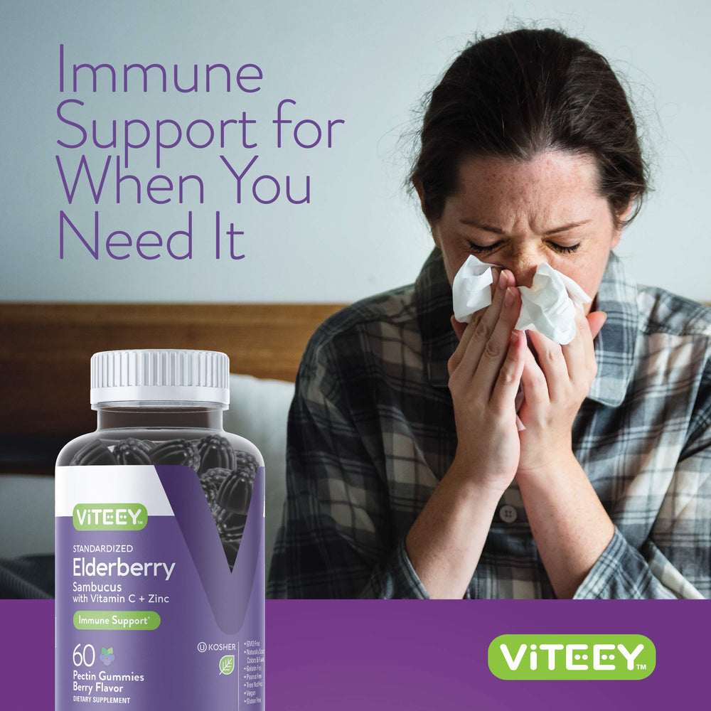 Viteey Sambucus Gummies berry-flavor image suggests tasty daily use