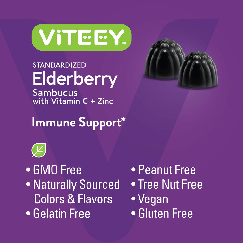 Viteey Sambucus Gummies closeup reveals berry flavor and texture