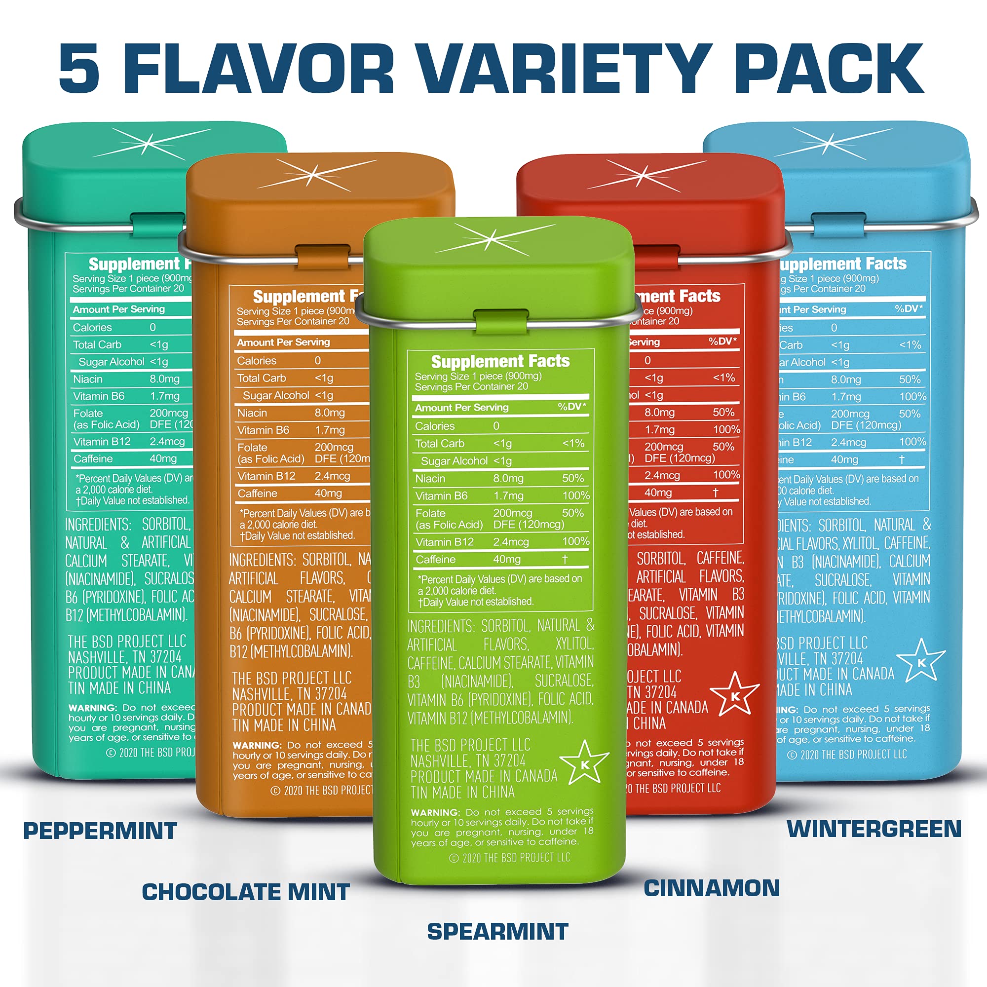Viter Energy 40mg caffeine mint in front of tin for quick energy