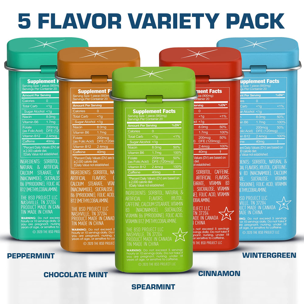 Viter Energy 40mg caffeine mint in front of tin for quick energy