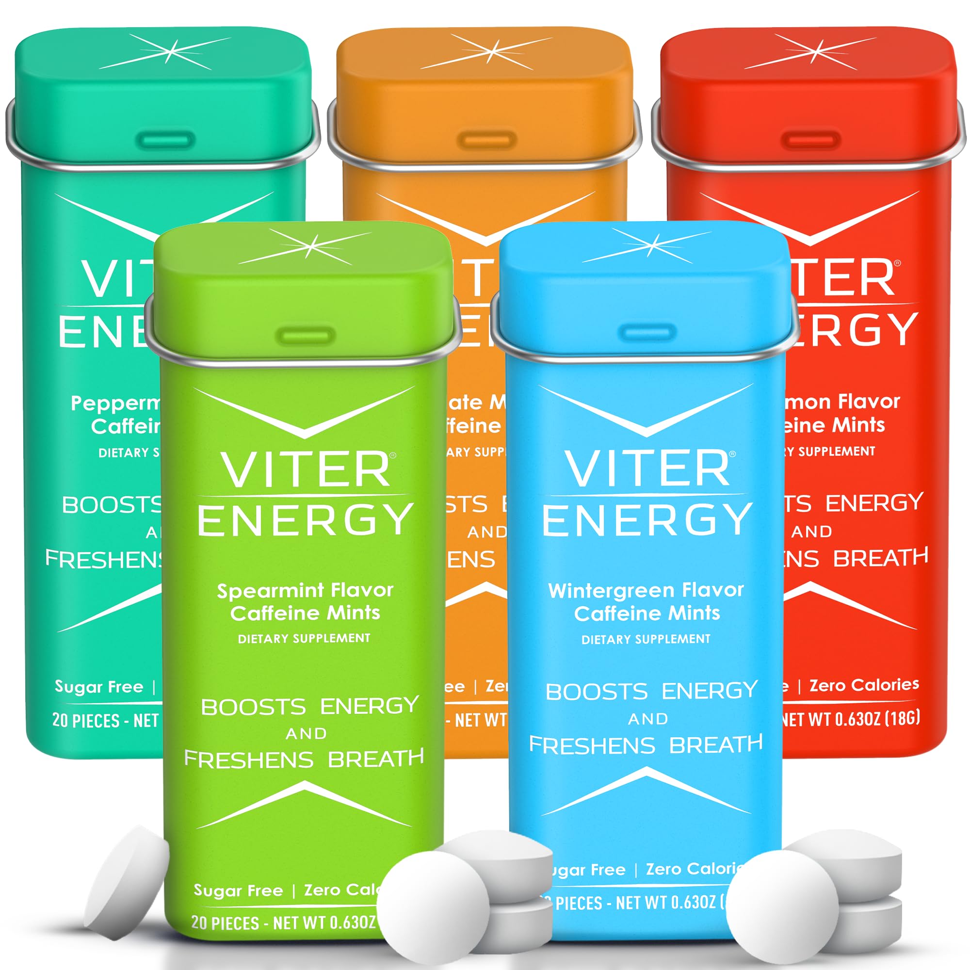 Viter Energy 40mg caffeine mint in tin open boosts focus
