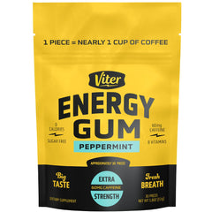 Viter Energy 60mg caffeine gum peppermint packfront boosts alertness on the go.