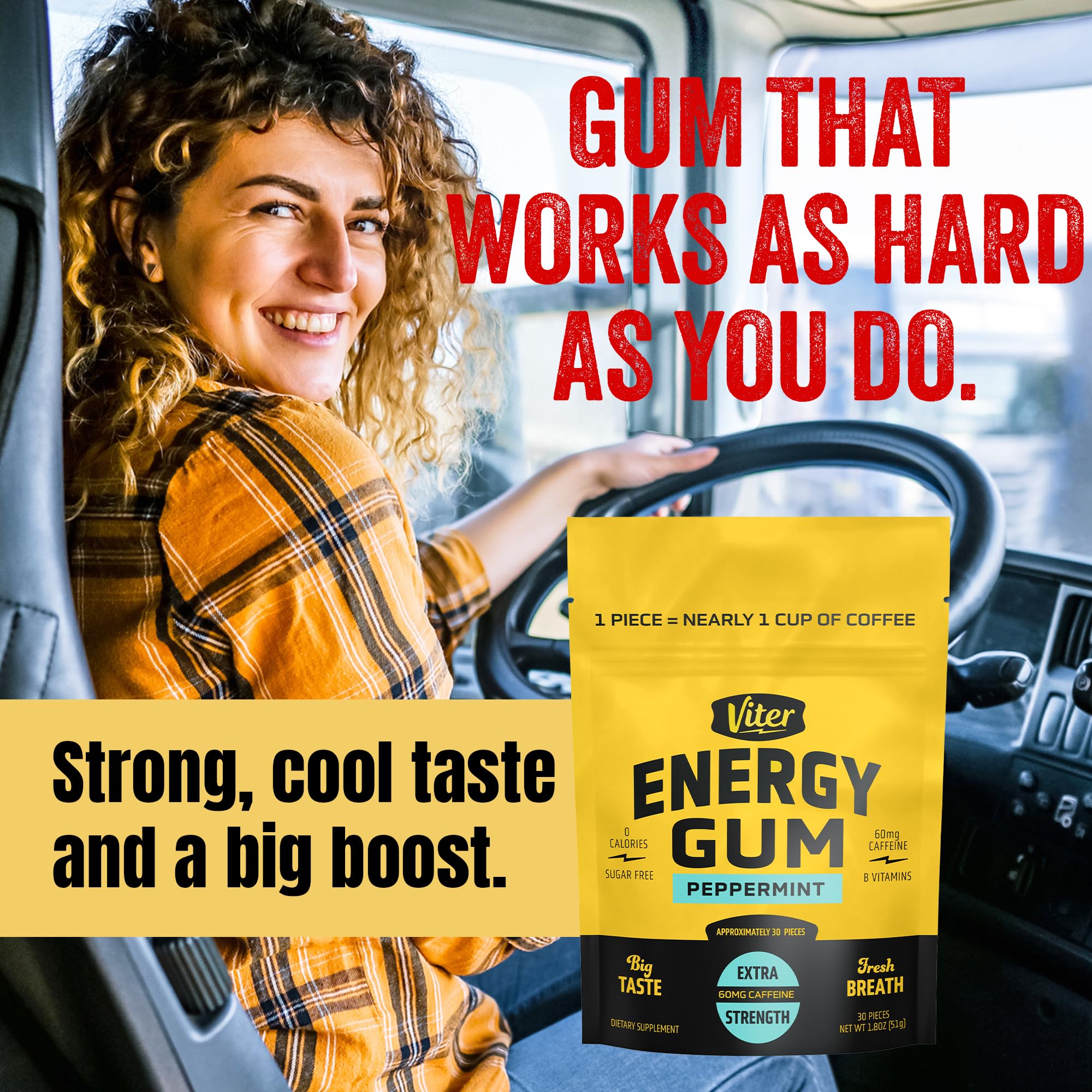 Viter Energy zero-calorie sugar-free gum ideal for mindful snacking.