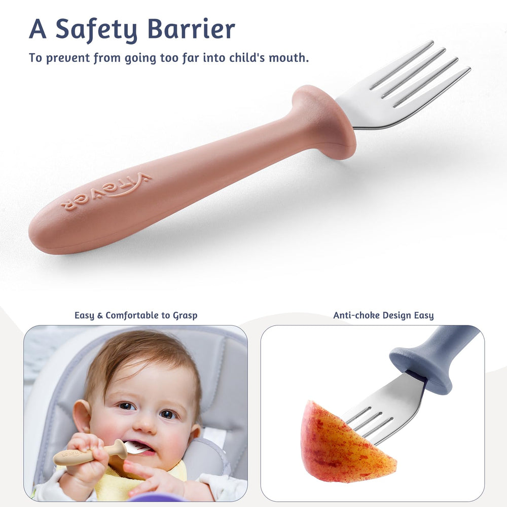 VITEVER 18/8 stainless steel with silicone for safe, durable baby cutlery