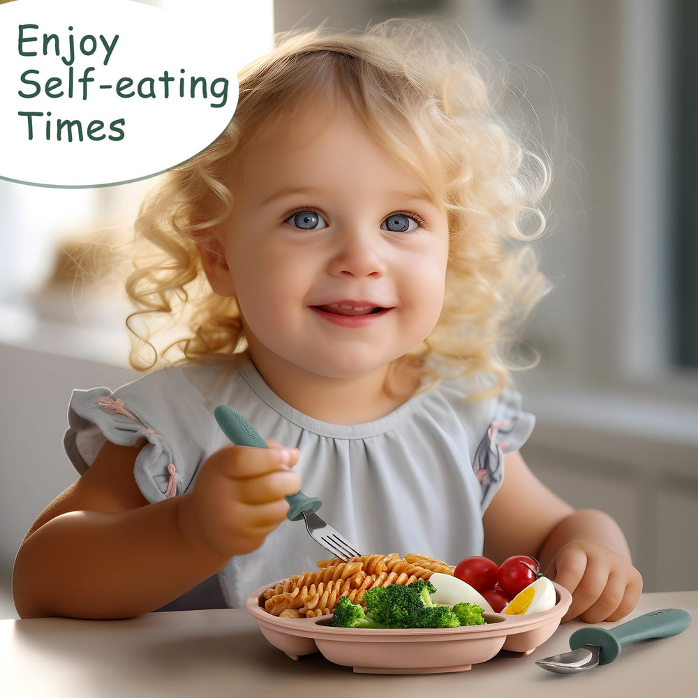VITEVER colorful toddler utensils pack with three soft colors for self-feeding