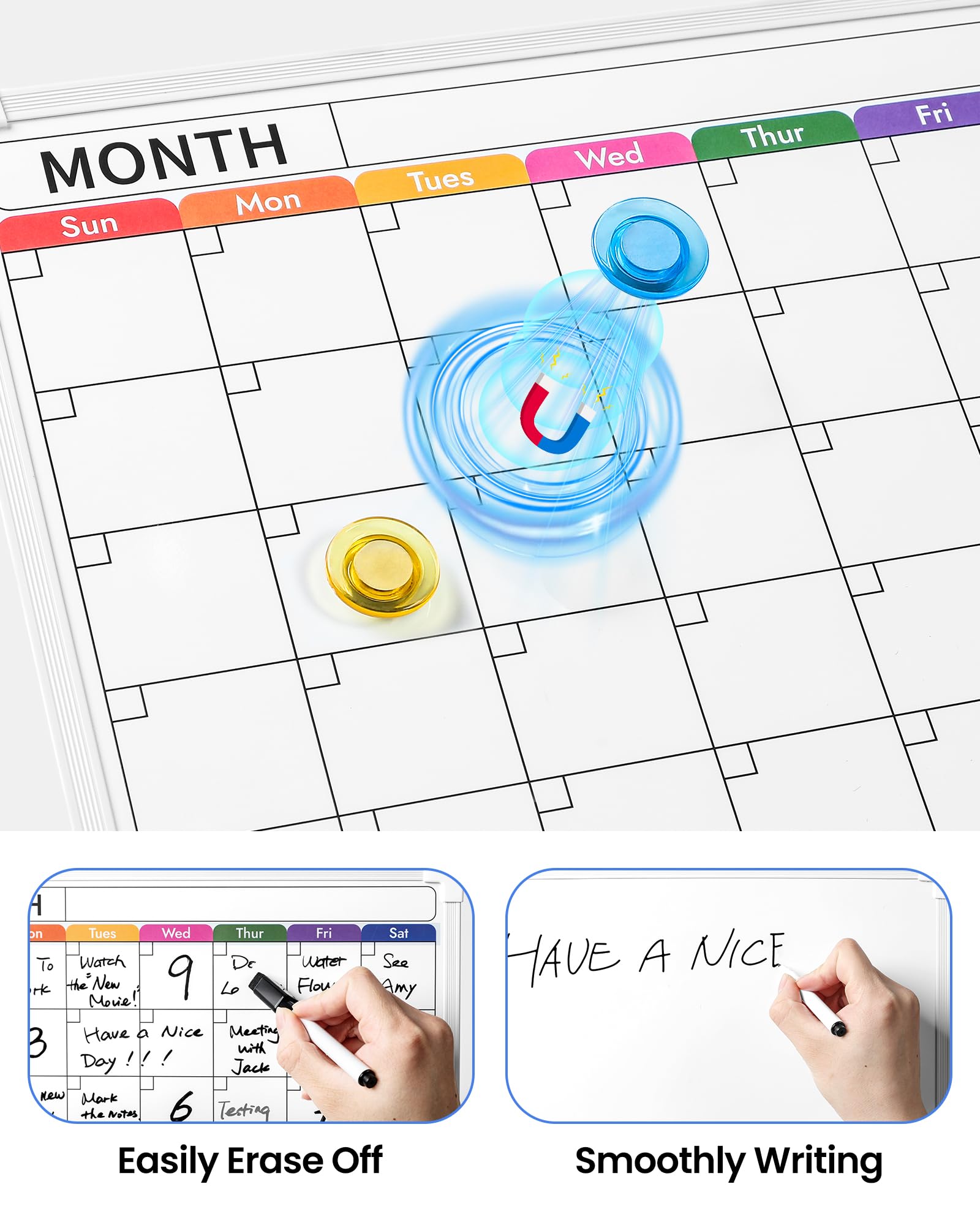 VITEVER easy-clean surface reduces ghosting for daily planning.