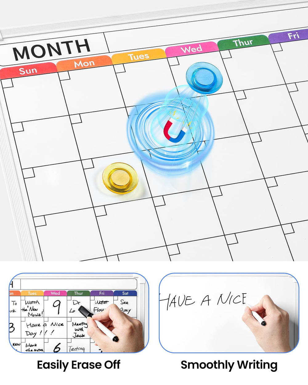 VITEVER easy-clean surface reduces ghosting for daily planning.