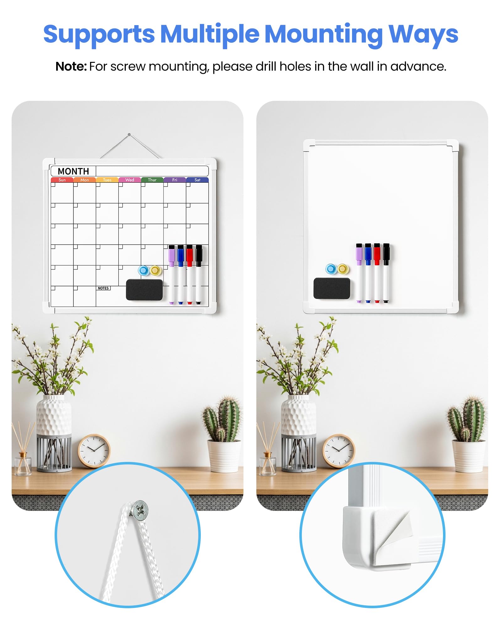VITEVER flexible wall-mount options for secure or adhesive installation.