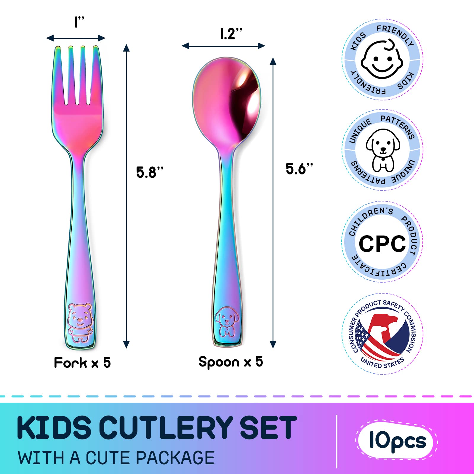 VITEVER 18/0 stainless steel kid forks and spoons are durable.