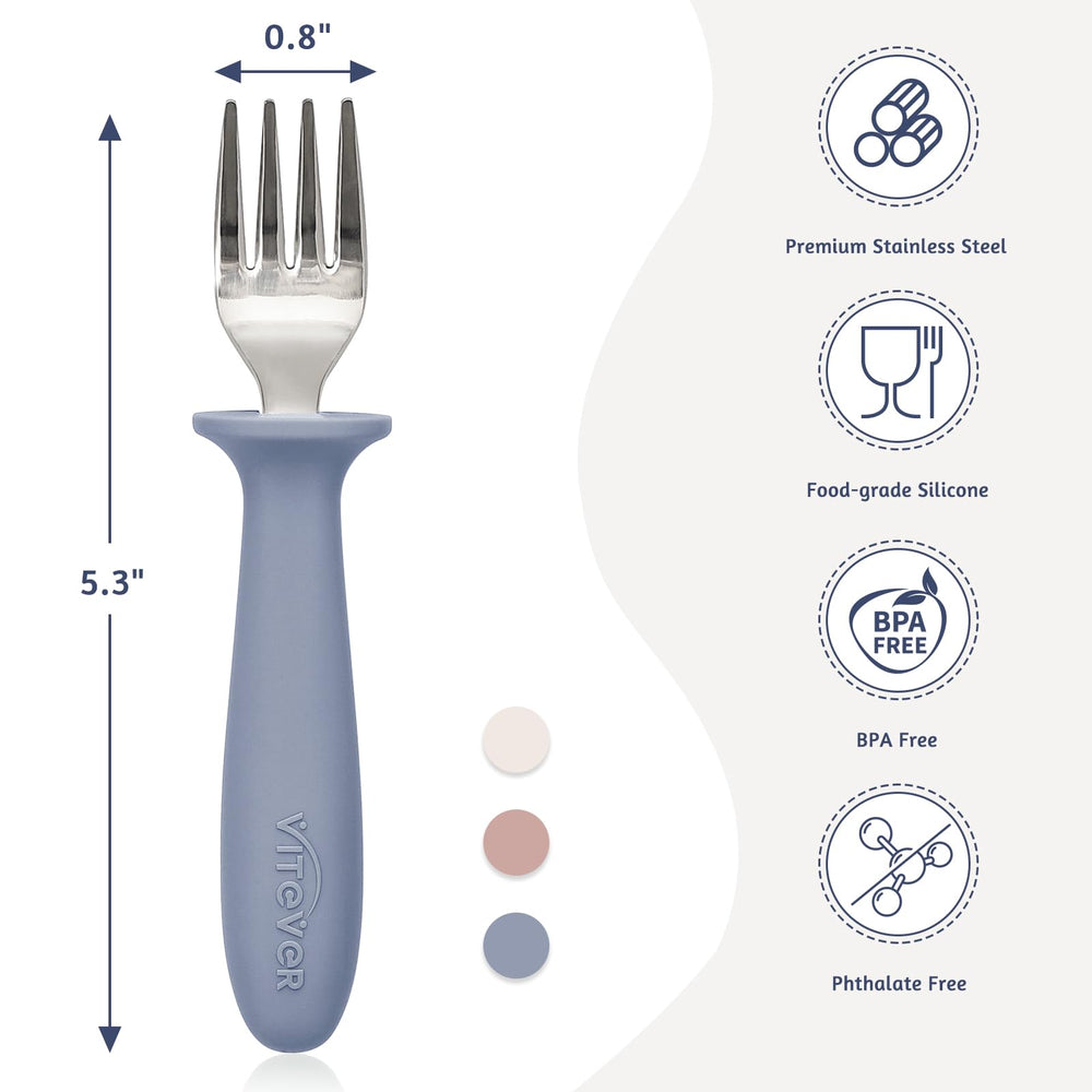 VITEVER silicone round-handle utensils offer comfortable grip for kids