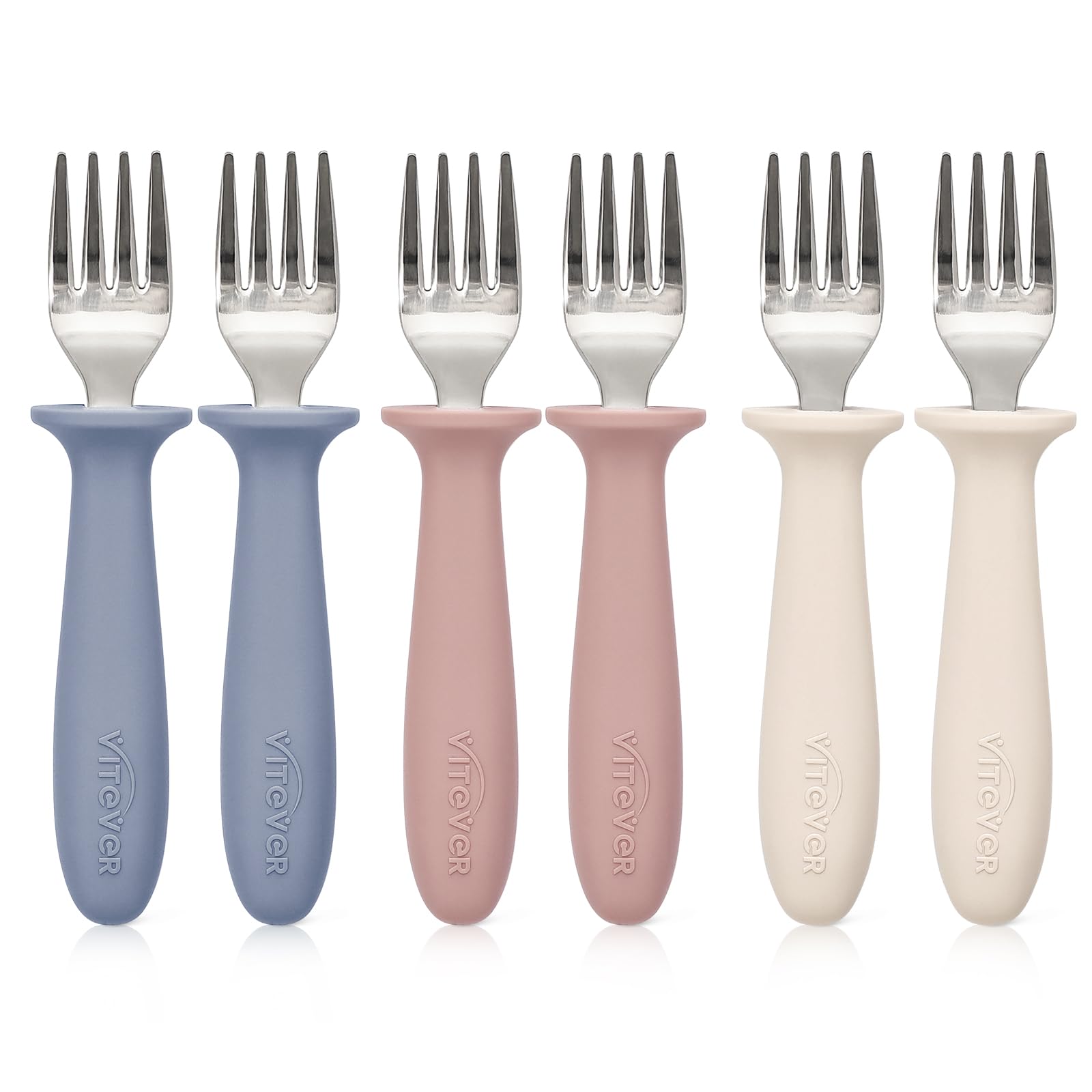 VITEVER toddler forks in soft colors for independent self-feeding