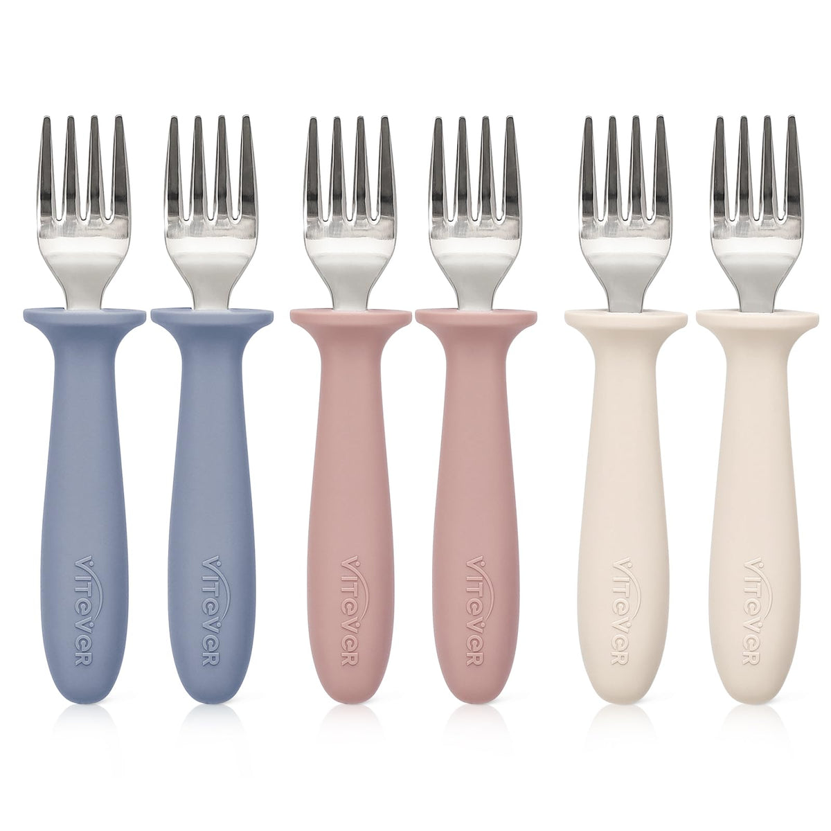 VITEVER toddler forks in soft colors for independent self-feeding
