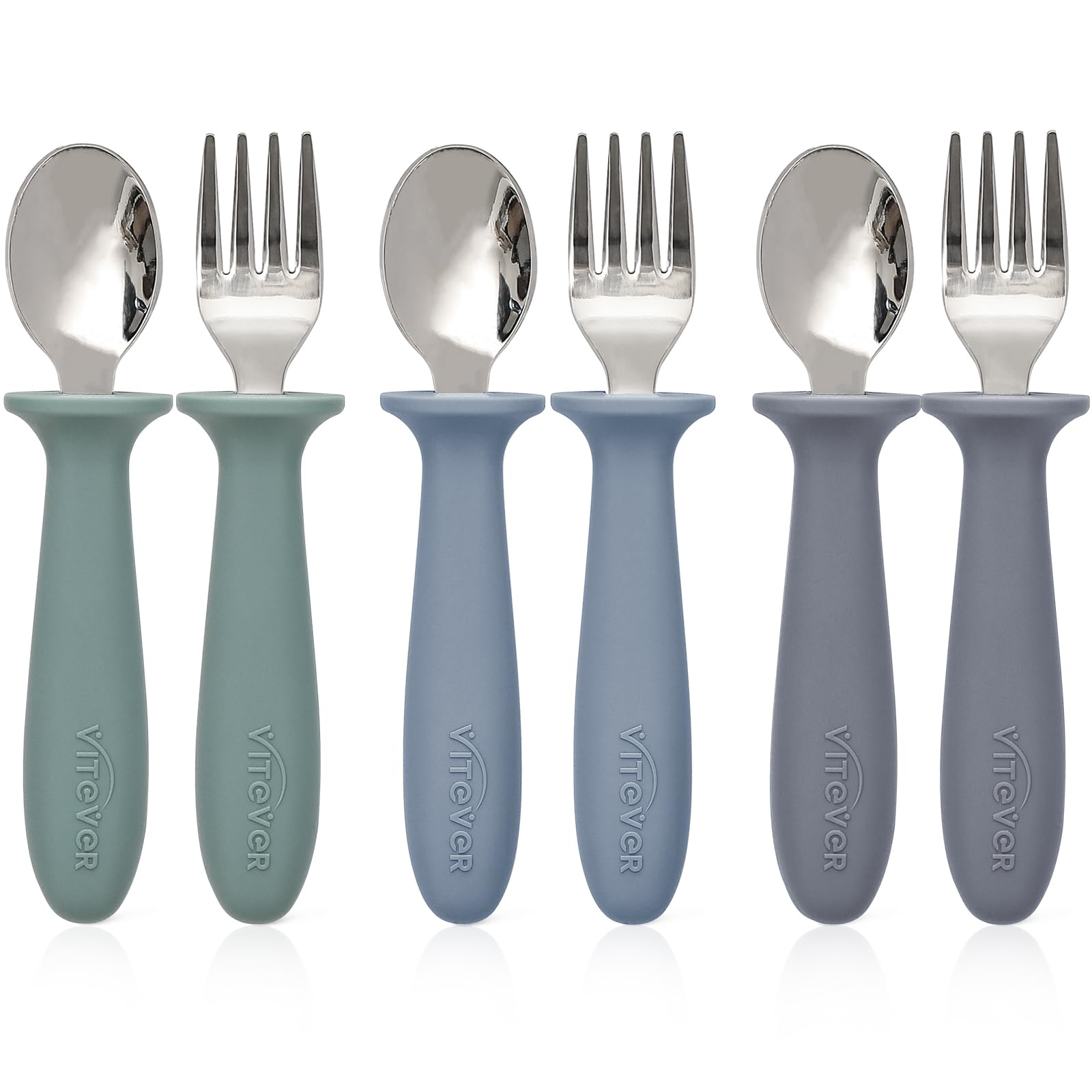 VITEVER 6-piece toddler utensils set with spoons and forks for independent eating