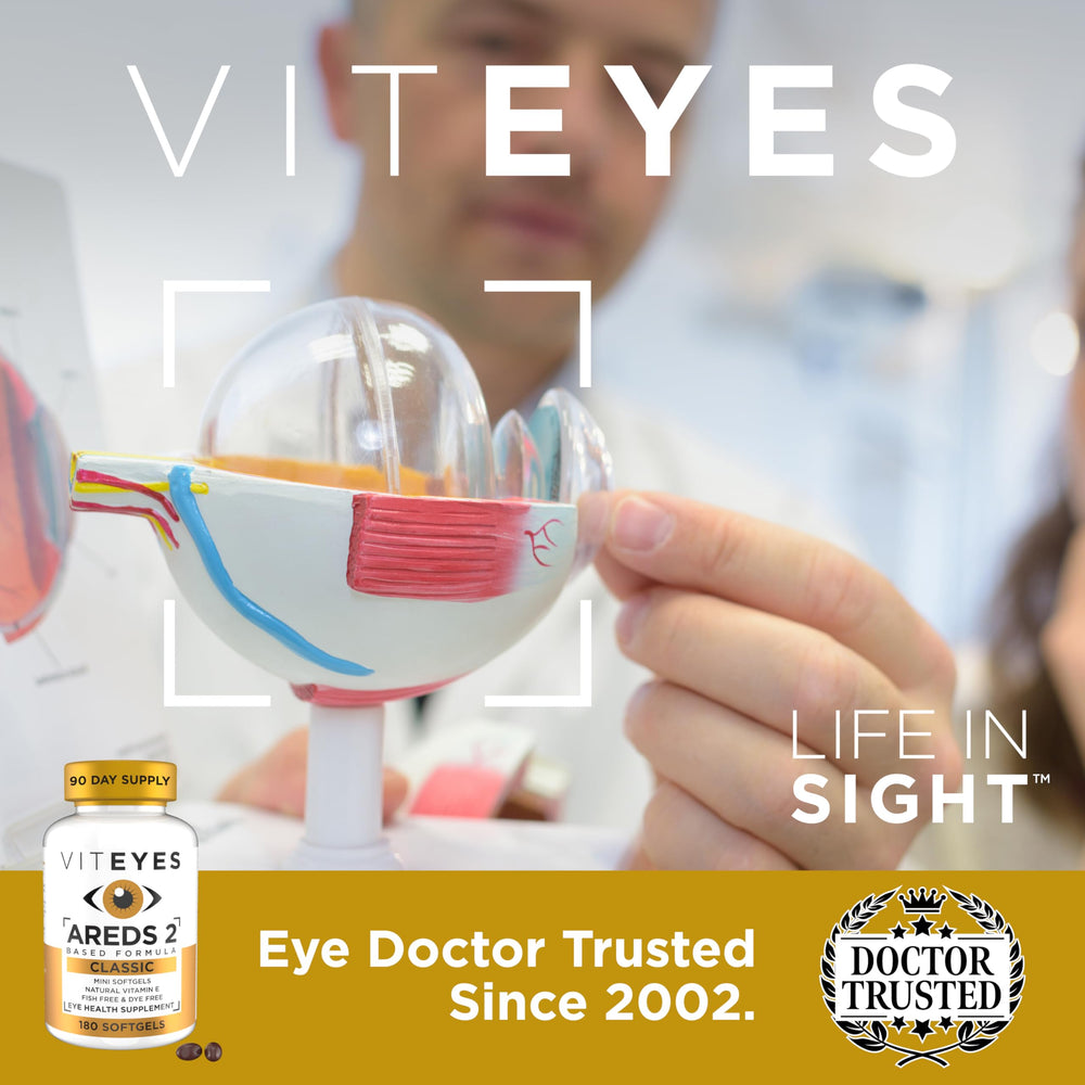 Beta-Carotene Free label on Viteyes AREDS 2 Classic packaging.