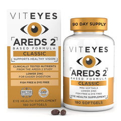 Viteyes AREDS 2 Classic bottle with softgels for daily macular support.