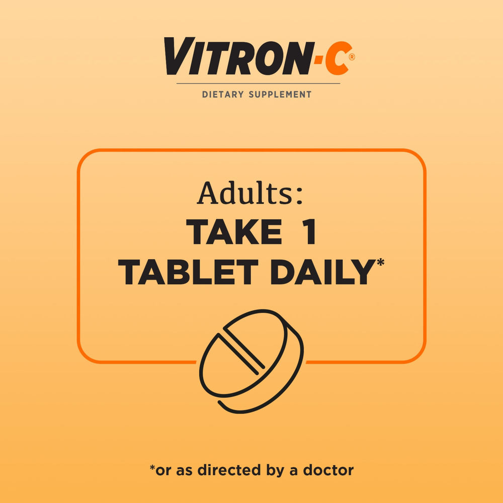 Vitron-C vegan dye-free label on the bottle for clean supplementation.