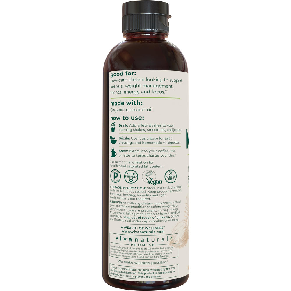Viva Naturals MCT Oil stored in pantry for easy daily use.