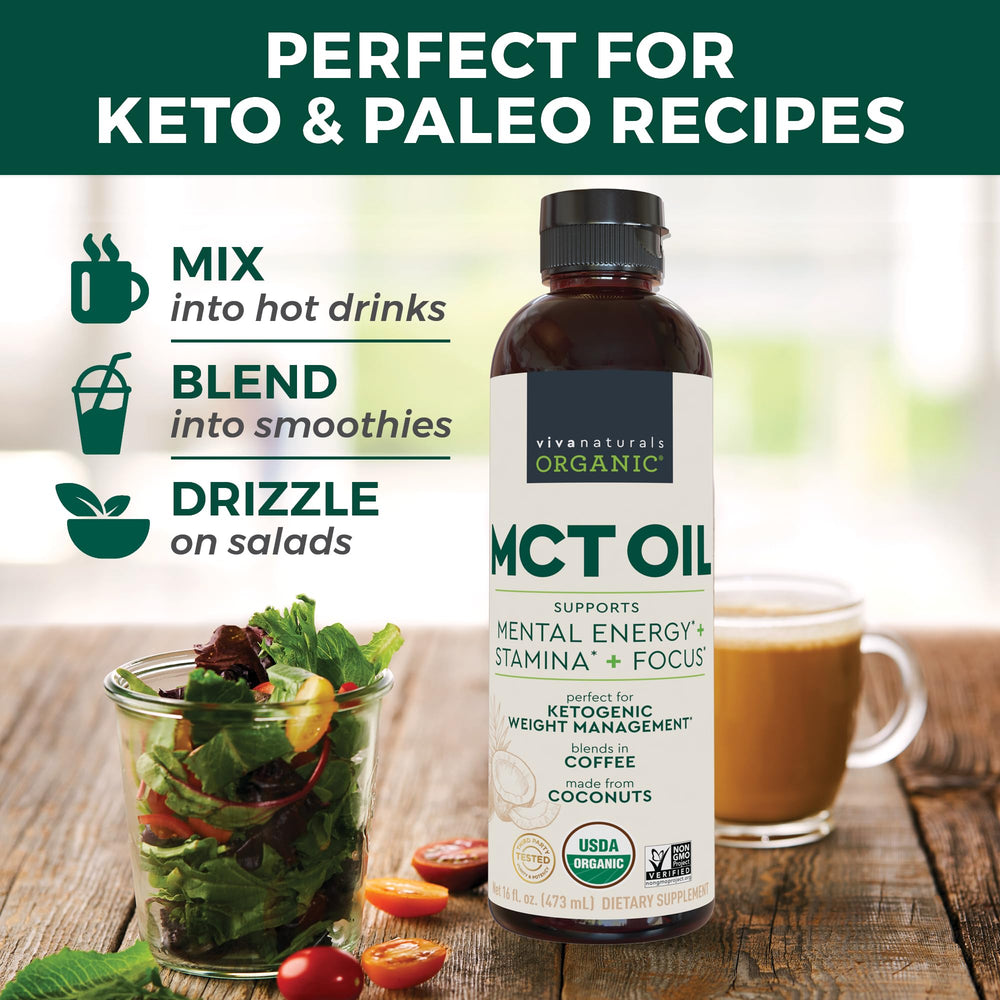 Viva Naturals MCT Oil in salad dressing application showing versatility.