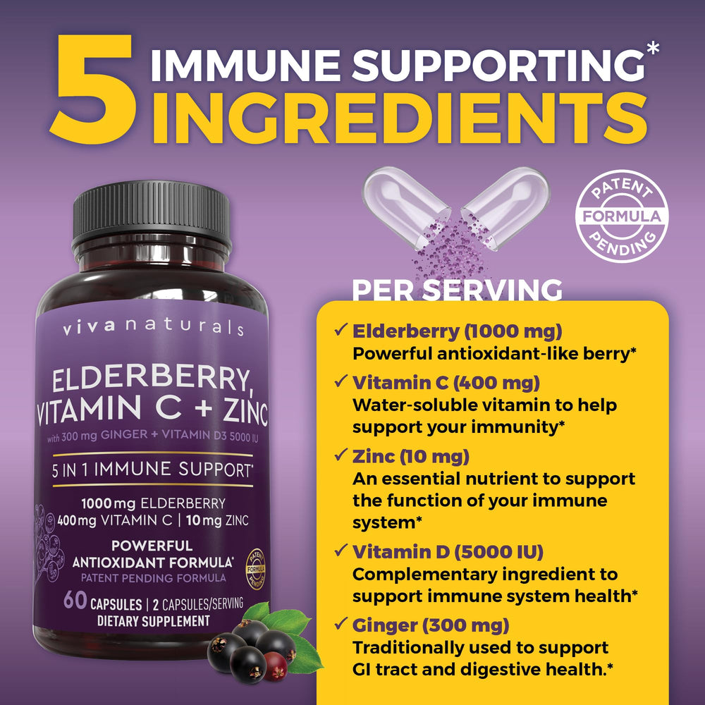 Viva Naturals vitamin D3 5000 IU bottle emphasizing immune health support