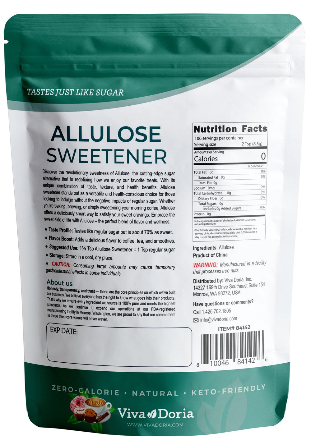 Viva Doria Allulose Sweetener dissolving in coffee for quick sweetness