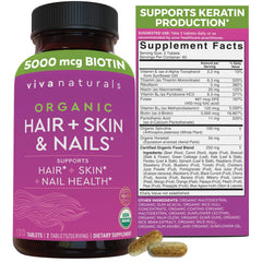 Viva Naturals Biotin 5000mcg bottle for hair and nails support