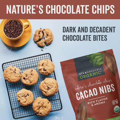 Viva Naturals cacao nibs sprinkled on yogurt for a chocolatey topping