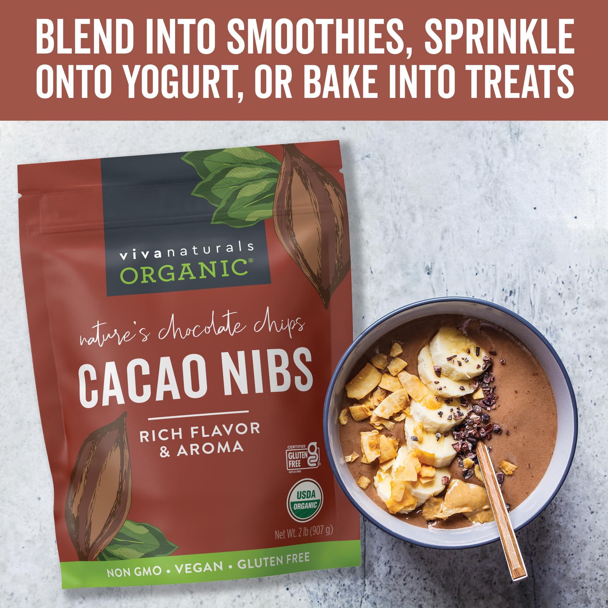 Viva Naturals cacao nibs as a keto-friendly snack topping