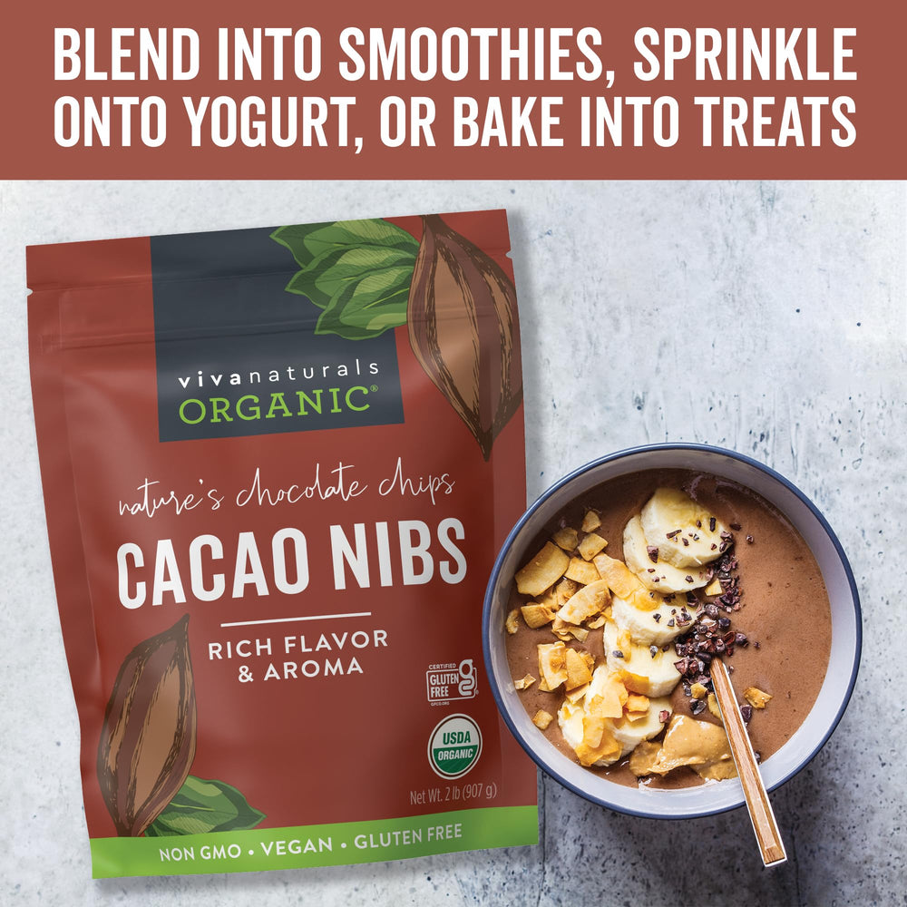 Viva Naturals cacao nibs as a keto-friendly snack topping