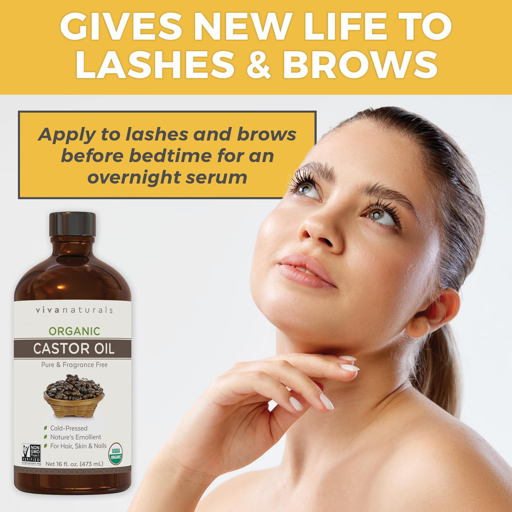 Viva Naturals Castor Oil for brows and lashes nourishment.