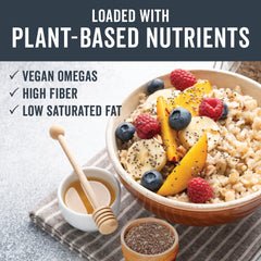 Chia seeds in a bowl with Viva Naturals, great for yogurt and salads.
