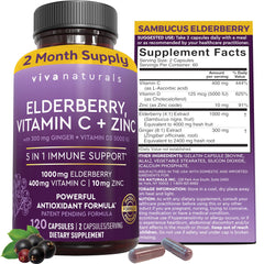 Viva Naturals elderberry bottle closeup for daily immune support potential