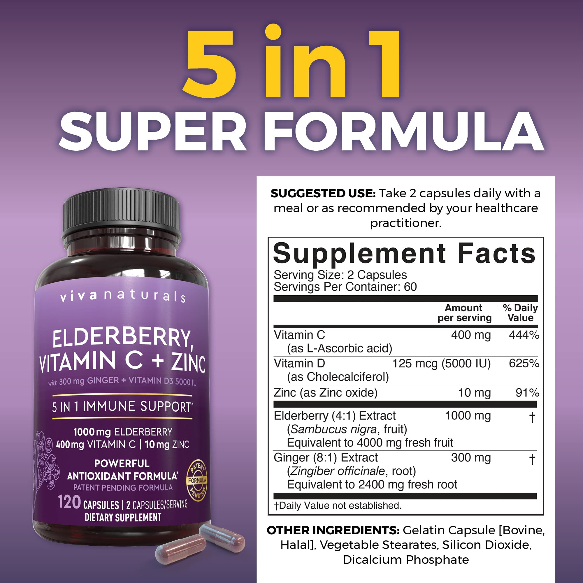 Viva Naturals elderberry capsules ready for daily wellness routine