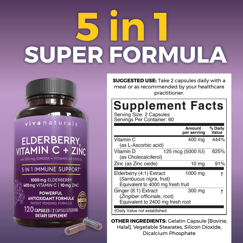 Viva Naturals elderberry capsules ready for daily wellness routine