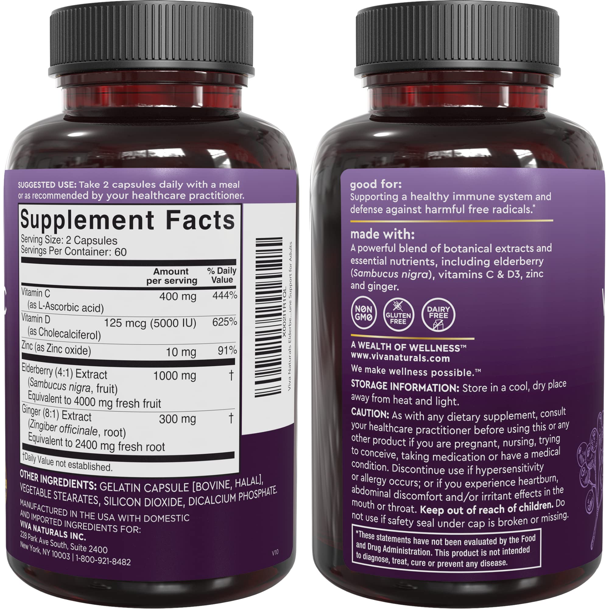Viva Naturals elderberry product packaging on store shelf display