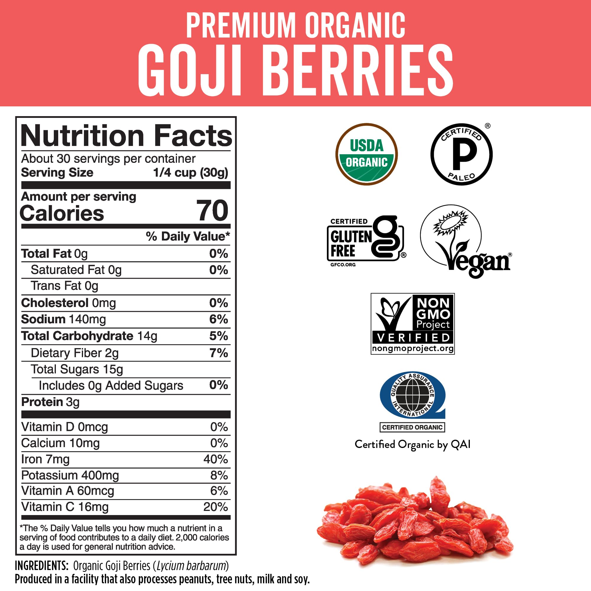 Viva Naturals goji berries for tea steep deliver bright, tangy flavor.