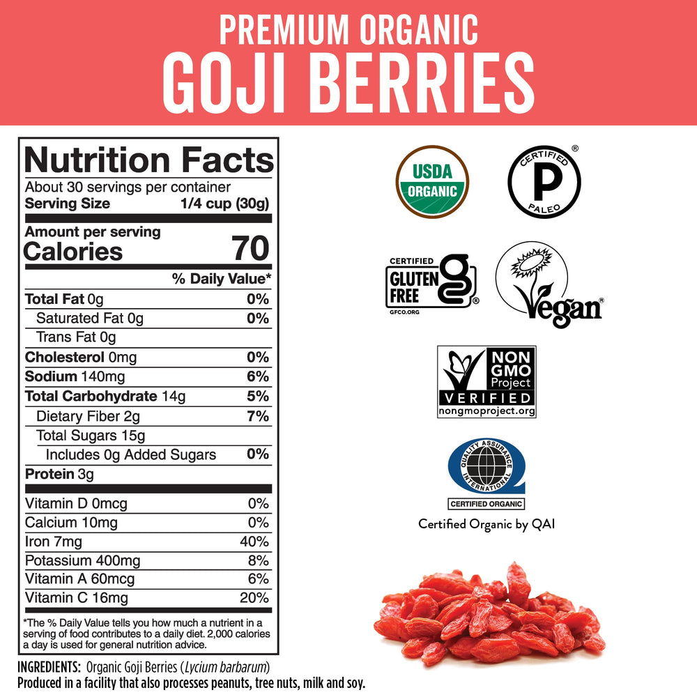 Viva Naturals goji berries for tea steep deliver bright, tangy flavor.